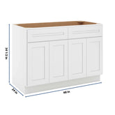 CNC Luxor 5-Piece White 48" W 2 Drawer Four Door Sink Base Cabinet
