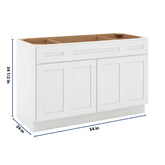 CNC Luxor 5-Piece White 54" W Combination Sink Base Cabinet