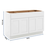CNC Luxor White 54" W Combination Sink Base Cabinet
