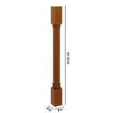 J&K Mocha Glazed K10 Full Turn Post 3"W x 34 1/2" H x 3" D