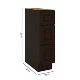 J&K Espresso K8 Vanity 3 Drawer Base 09" W x 33" H x 21" D