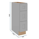 J&K Castle Grey S5 Vanity 3 Drawer Base 09" W x 33" H x 21" D