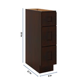 J&K Java Coffee S1 Vanity 3 Drawer Base 09" W x 33" H x 21" D