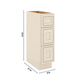 J&K Pearl Glazed H9 Vanity 3 Drawer Base 09" W x 33" H x 21" D