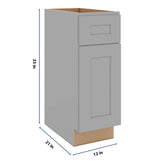 J&K Castle Grey S5 Vanity Base Door/Drawer 12" W x 33" H x 21" D