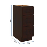 J&K Java Coffee S1 Vanity 3 Drawer Base 12" W x 33" H x 21" D