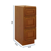 J&K Mocha Glazed K10 Vanity 3 Drawer Base 12" W x 33" H x 21" D