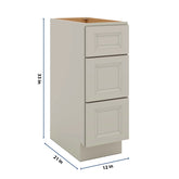 J&K Pebble B6 Vanity 3 Drawer Base 12" W x 33" H x 21" D