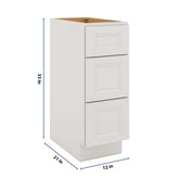 J&K Pure B5 Vanity 3 Drawer Base 12" W x 33" H x 21" D