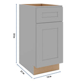 J&K Castle Grey S5 Vanity Base Door/Drawer 15" W x 33" H x 21" D