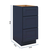J&K Naval B7 Vanity 3 Drawer Base 15" W x 33" H x 21" D