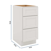 J&K Pure B5 Vanity 3 Drawer Base 15" W x 33" H x 21" D