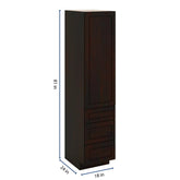 J&K Espresso K8 Vanity Linen with bottom Drawers 18" W x 81" H x 24" D