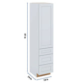 J&K White Shaker S8 Vanity Linen with bottom Drawers 18" W x 81" H x 24" D