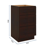 J&K Java Coffee S1 Vanity 3 Drawer Base 18" W x 33" H x 21" D
