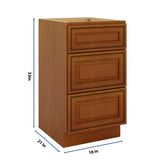 J&K Mocha Glazed K10 Vanity 3 Drawer Base 18" W x 33" H x 21" D