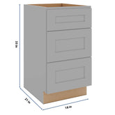 J&K Castle Grey S5 Vanity 3 Drawer Base 18" W x 33" H x 21" D