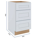 J&K White Shaker S8 Vanity 3 Drawer Base 18" W x 33" H x 21" D