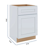J&K White Shaker S8 Vanity Base Door/Drawer 21" W x 33" H x 21" D