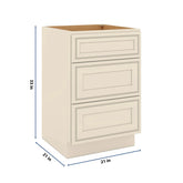 J&K Pearl Glazed H9 Vanity 3 Drawer Base 21" W x 33" H x 21" D