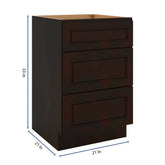 J&K Espresso K8 Vanity 3 Drawer Base 21" W x 33" H x 21" D