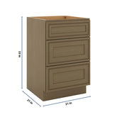 J&K Hazel H8 Vanity 3 Drawer Base 21" W x 33" H x 21" D