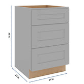 J&K Castle Grey S5 Vanity 3 Drawer Base 21" W x 33" H x 21" D