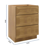 J&K Butterscotch B8 Vanity 3 Drawer Base 24" W x 33" H x 21" D