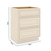 J&K Pearl Glazed H9 Vanity 3 Drawer Base 24" W x 33" H x 21" D