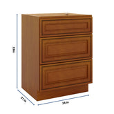 J&K Mocha Glazed K10 Vanity 3 Drawer Base 24" W x 33" H x 21" D