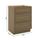 J&K Hazel H8 Vanity 3 Drawer Base 24" W x 33" H x 21" D
