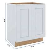 J&K White Shaker S8 Vanity Base FHD 27" W x 33" H x 21" D