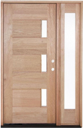 53 in x 80 in Exterior Mahogany Door | Three Line Glass with One Sidelite