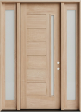 5 ft. 9 in. x 8 ft. Exterior Mahogany 1 Lite Door with Frosted Sidelites