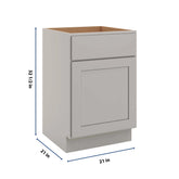 CNC Luxor Misty Grey 21" W Double Door Vanity Sink Base Cabinet