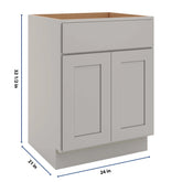 CNC Luxor Misty Grey 24" W Double Door Vanity Sink Base Cabinet