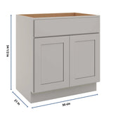 CNC Luxor Misty Grey 30" W Double Door Vanity Sink Base Cabinet