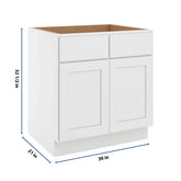 CNC Luxor White 30" W Removable Vanity Base Cabinet