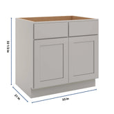 CNC Luxor Misty Grey 33" W Removable Vanity Base Cabinet