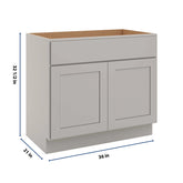 CNC Luxor Misty Grey 36" W Double Door Vanity Sink Base Cabinet