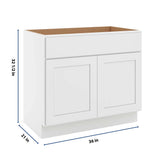 CNC Luxor White 36" W Double Door Vanity Sink Base Cabinet