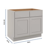 CNC Luxor Misty Grey 36" W Removable Vanity Base Cabinet