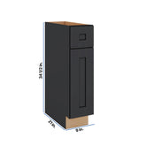 Modernform Cabinet Onyx Black Shaker 09" W X 34 1/2" H X 21" D Base 1 Door/1 Drawer