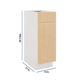 Modernform Cabinet Natural Oak 12" W X 34 1/2" H X 21" D Base 1 Door/1 Drawer