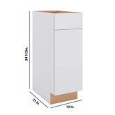 Modernform Cabinet Matte White 12" W X 34 1/2" H X 21" D Base 1 Door/1 Drawer