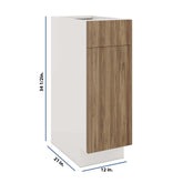 Modernform Cabinet Walnut 12" W X 34 1/2" H X 21" D Base 1 Door/1 Drawer