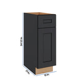 Modernform Cabinet Onyx Black Shaker 12" W X 34 1/2" H X 21" D Base 1 Door/1 Drawer