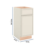 Modernform Cabinet Slim Dove White 15" W X 34 1/2" H X 21" D Base 1 Door/1 Drawer