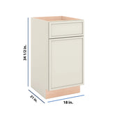 Modernform Cabinet Slim Dove White 18" W X 34 1/2" H X 21" D Base 1 Door/1 Drawer