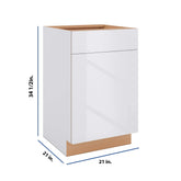 Modernform Cabinet Gloss White 21" W X 34 1/2" H X 21" D Base 1 Door/1 Drawer